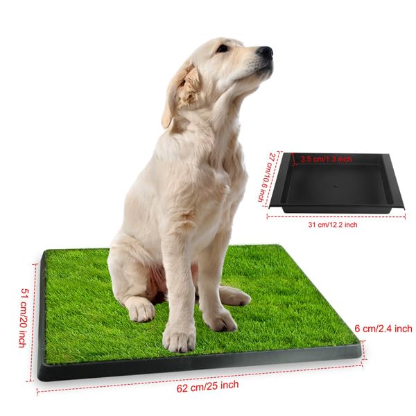 Indoor Dog Potty Training Pad with Removable Waste Tray, Artificial Turf, 25"×20" N715386