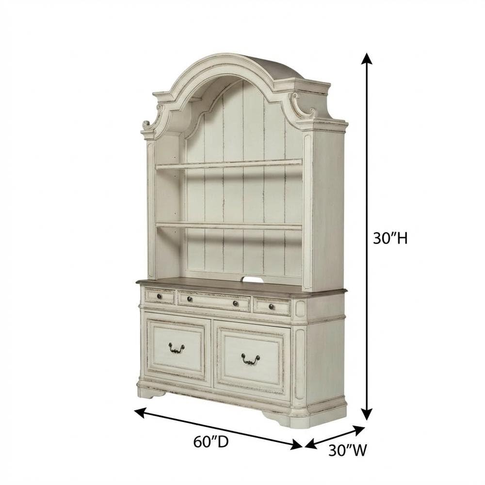 Antique White 3 Piece Desk and Hutch Set O734