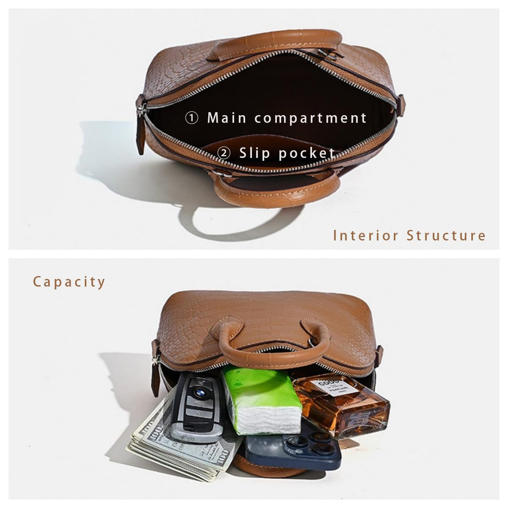 Genuine Leather Croc-Embossed Mini Dome Satchel Y337997