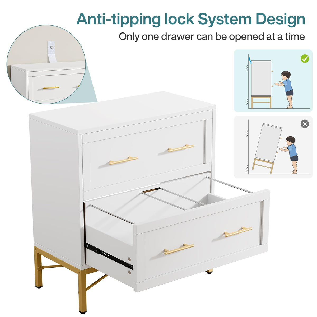 White 2 Drawer Wood File Cabinet D500703