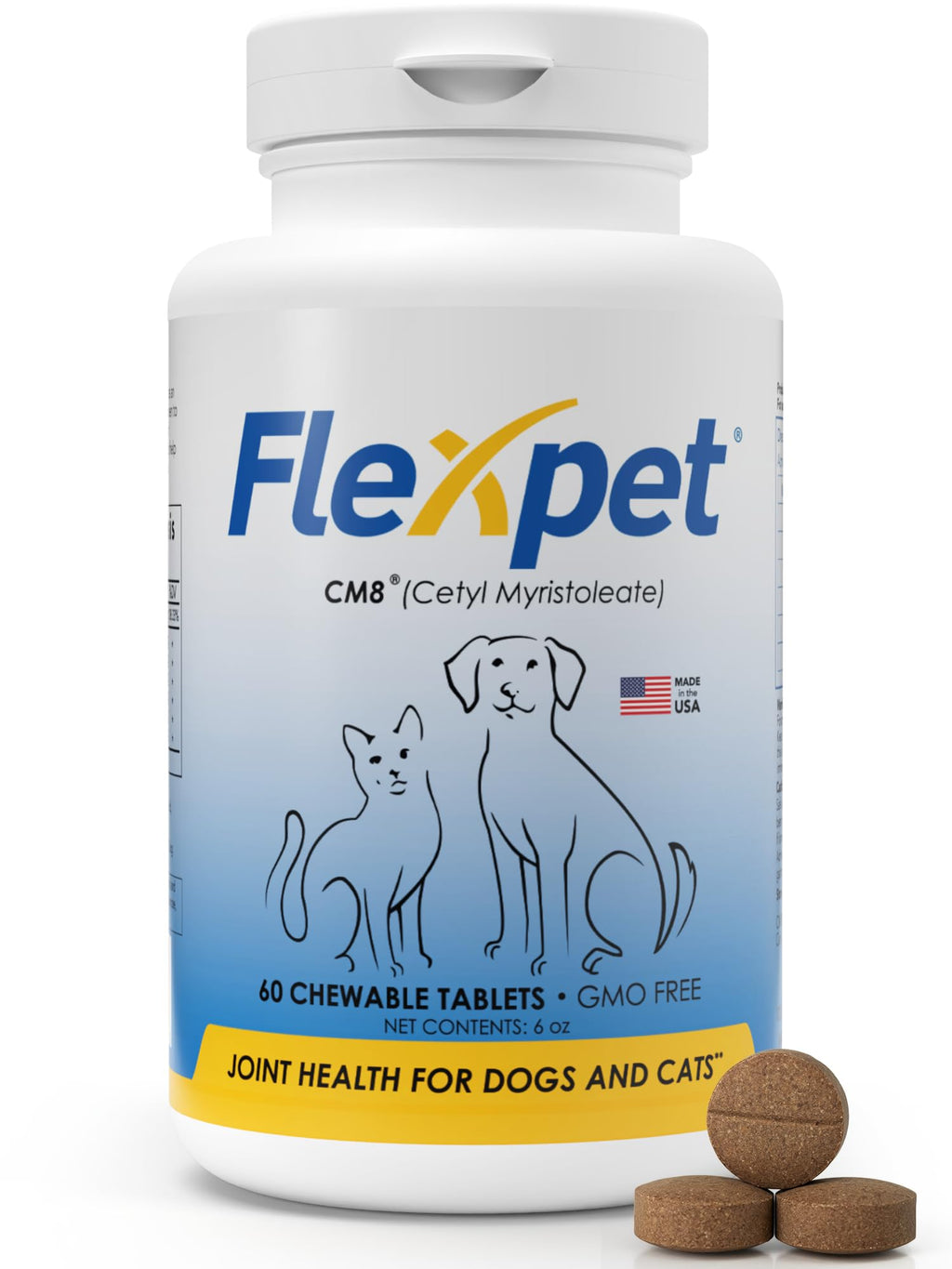 Hip & Joint Supplement for Dogs & Cats with Glucosamine, Collagen, MSM - 60 Tablets A388631
