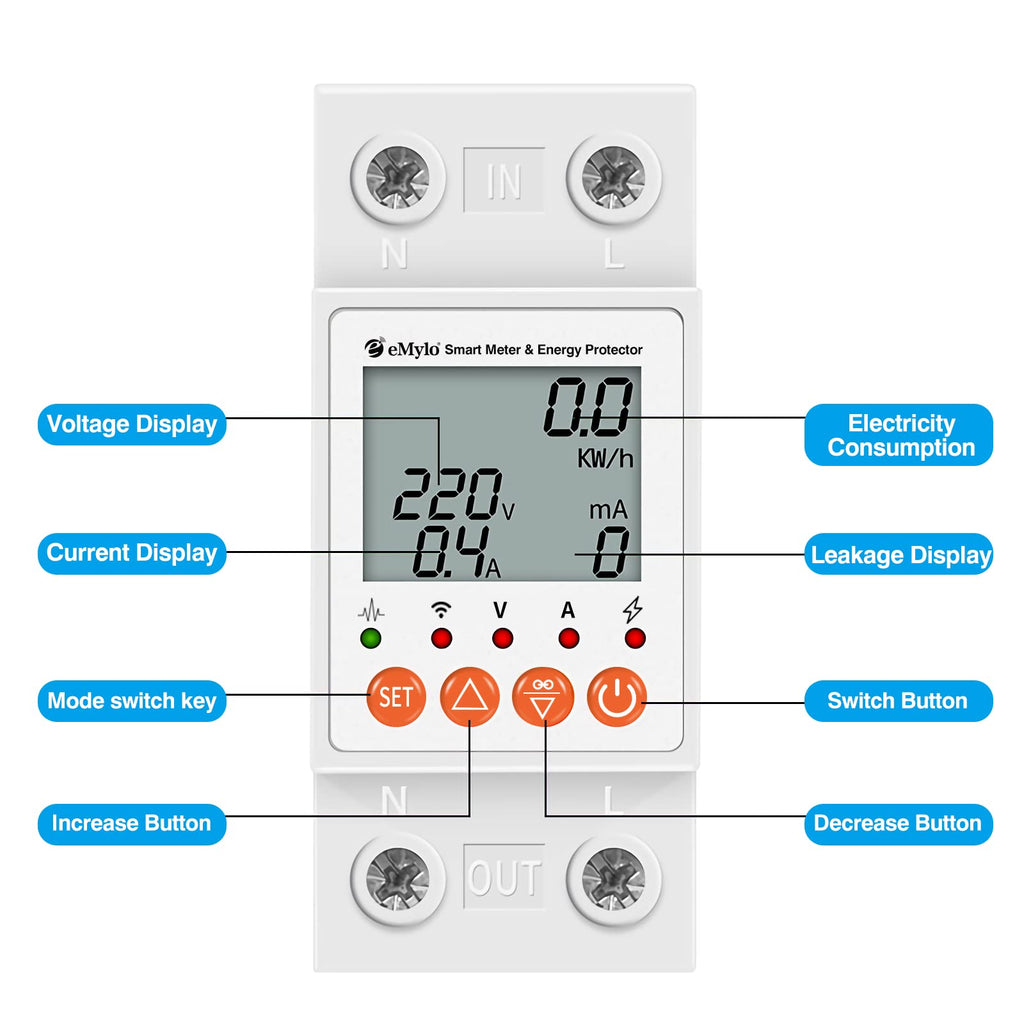 63A Single-Phase WiFi Energy Meter with LCD Y31284