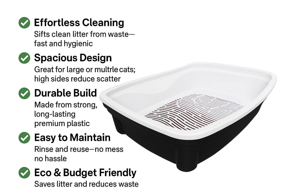 Large Black Cat Litter Box with Sifting System Z7691