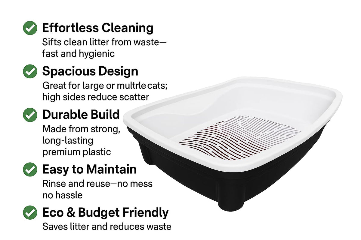 Large Black Cat Litter Box with Sifting System Z7691