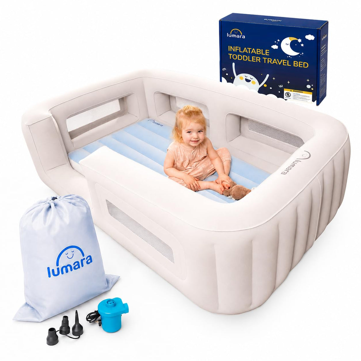 Inflatable Toddler Travel Bed with Electric Pump Y77375