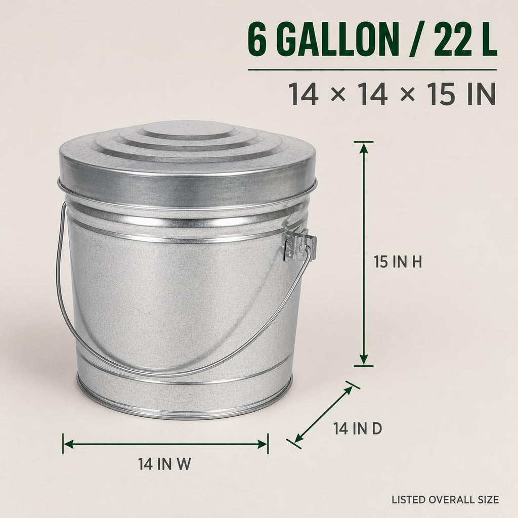 6 Gallon Galvanized Steel Can with Locking Lid P538058