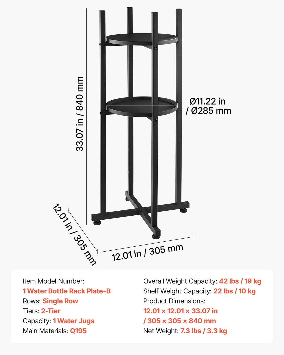 5 Gallon Heavy Duty Water Jug Stand with Storage Shelf T9826