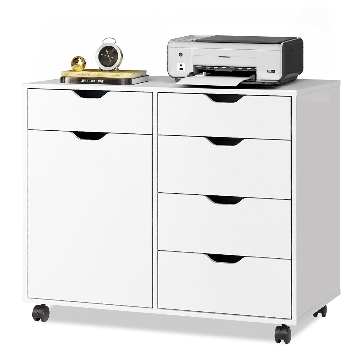 White 5 Drawer Wood Office Cabinet Y21625