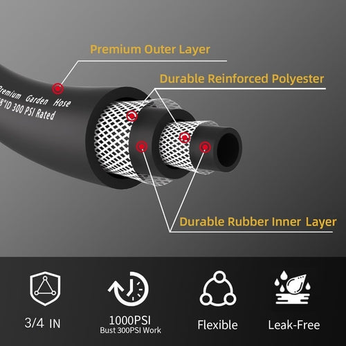 100ft x 3/4" Heavy Duty Hybrid Rubber Garden Hose D272197