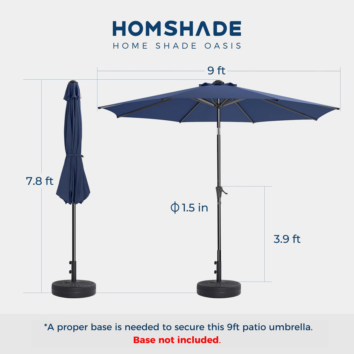 9FT Outdoor Patio Umbrella Navy Blue H523