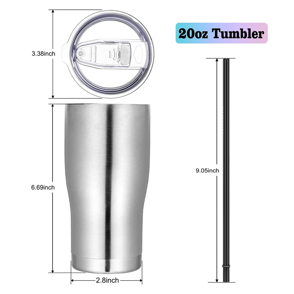 20oz Stainless Steel Insulated Tumbler with Lid And Straw T91875