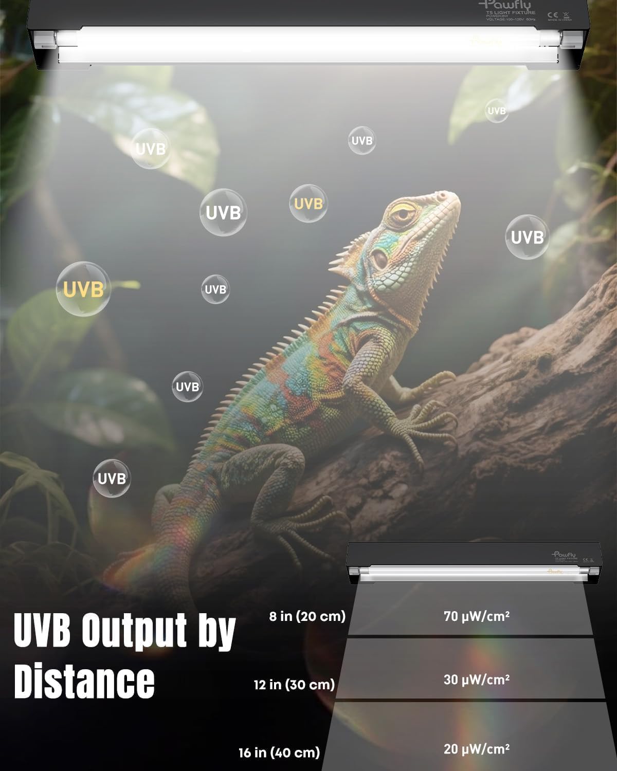T5 Reptile Light Combo Kit with 2 UVB Tubes, 10.0 UVB Light Fixture, 12 inch S19900
