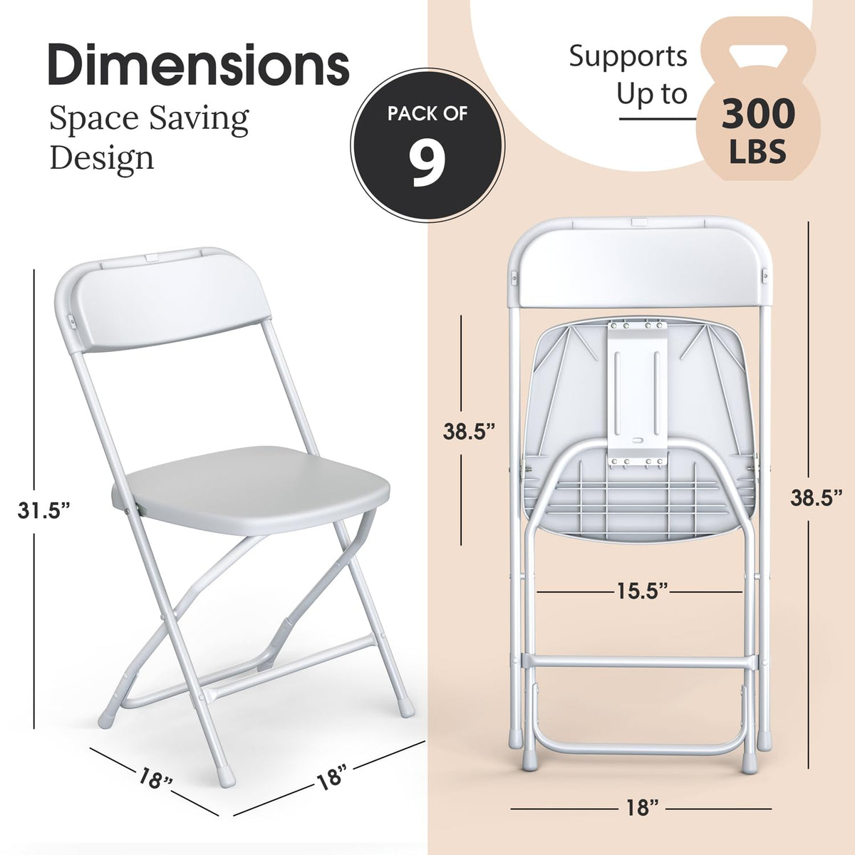 White Foldable Plastic Chair 9 Pack I2674