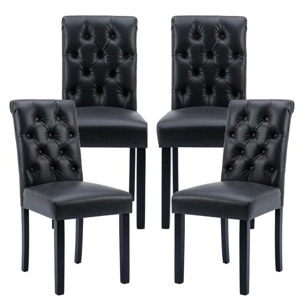 Black PU Leather Dining Chairs Set of 4 C970