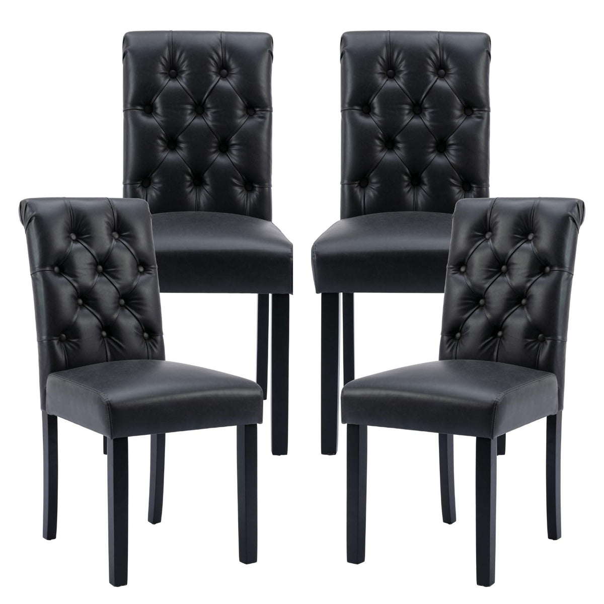 Black PU Leather Dining Chairs Set of 4 C970