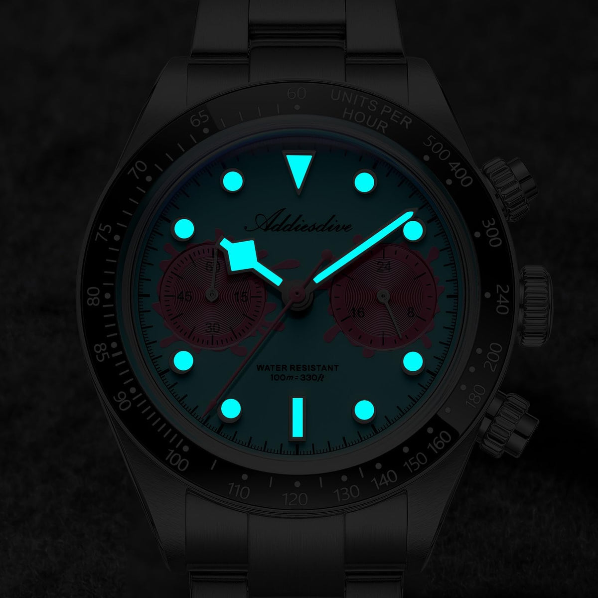 Mens Chronograph Watch Ceramic Tachymeter Bezel 100 M Waterproof H569212