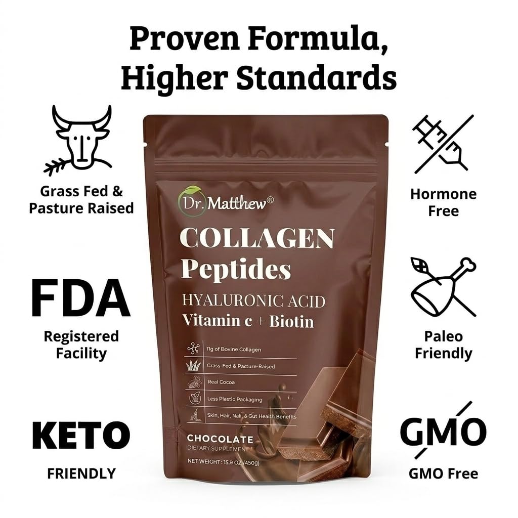 Chocolate Collagen Peptides Powder with Hyaluronic Acid and Vitamin C A56924