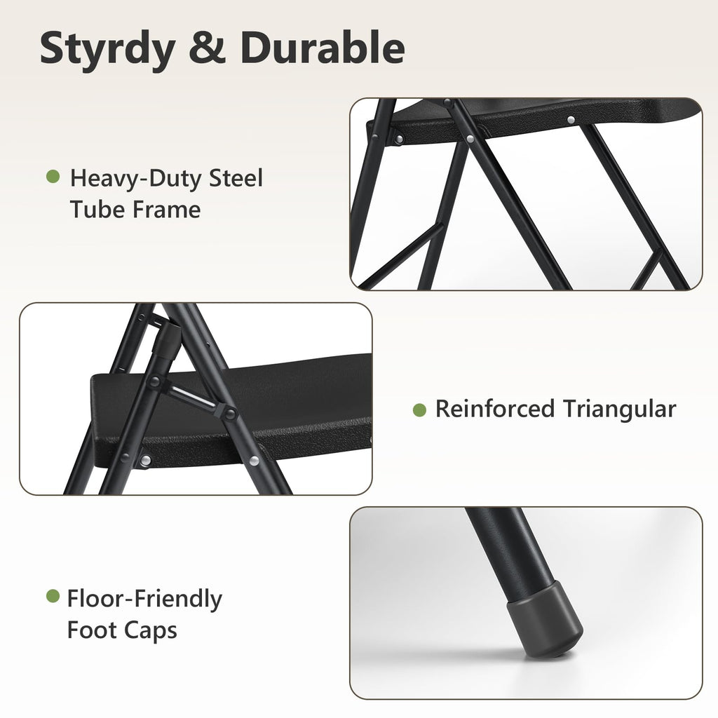 Black 6 Pack Plastic Metal Folding Chairs Q920