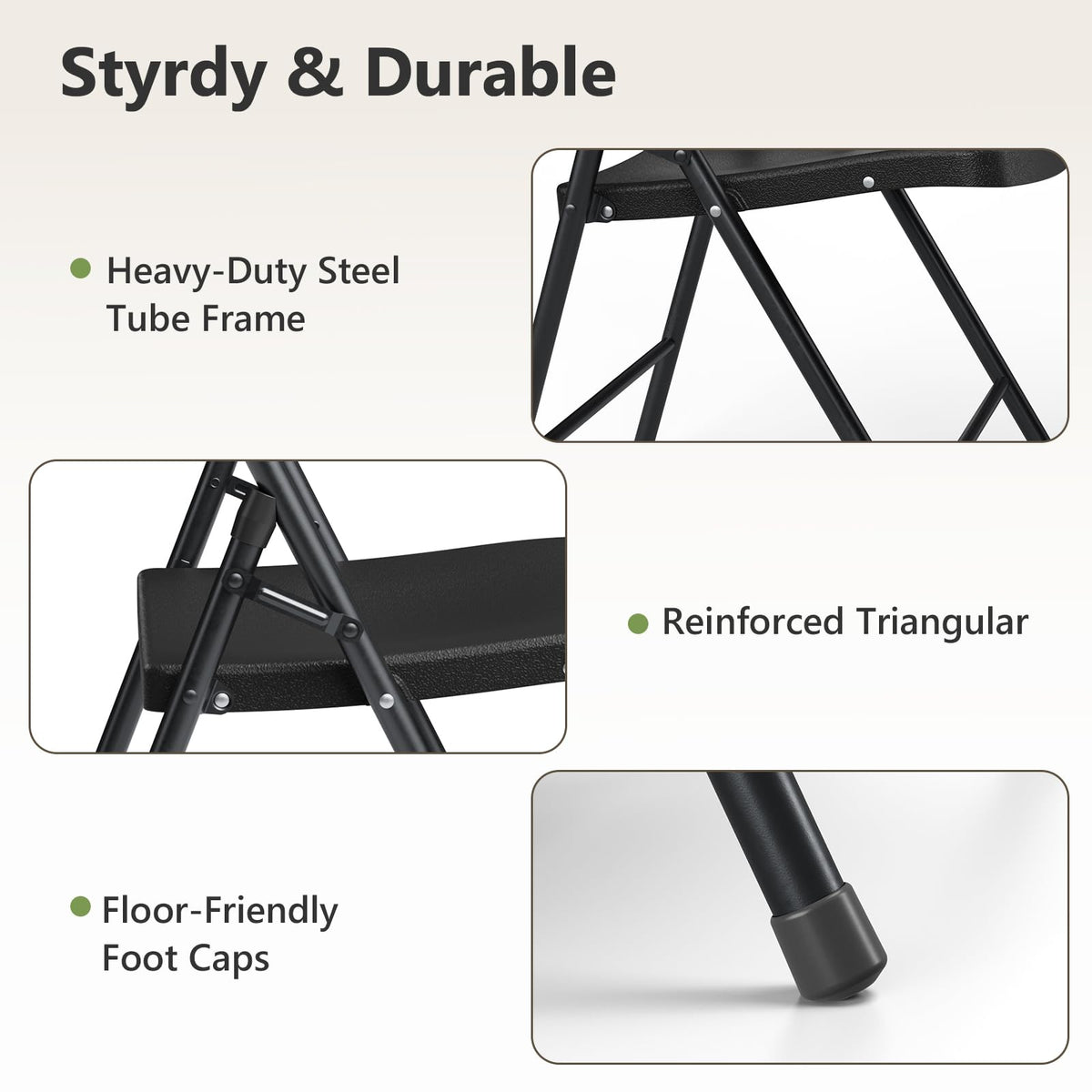 Black 6 Pack Plastic Metal Folding Chairs Q920