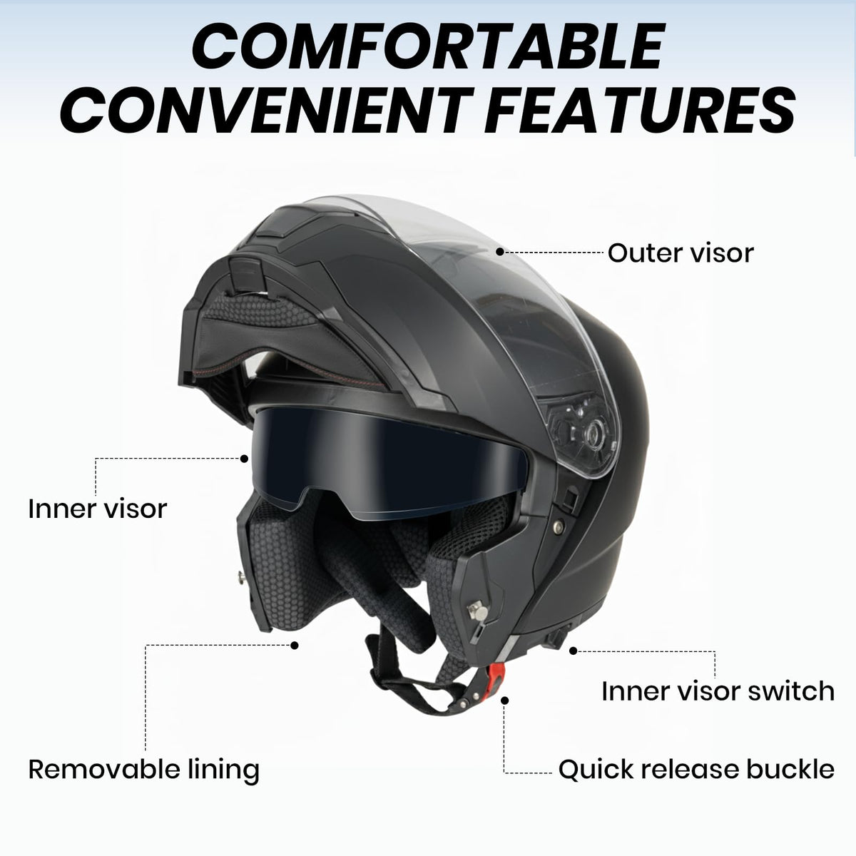 Modular Flip Up Motorcycle Helmet with Dual Visor B6627