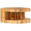 Solid Sheesham Wood Round Coffee Table with Built-in Shelf O8095