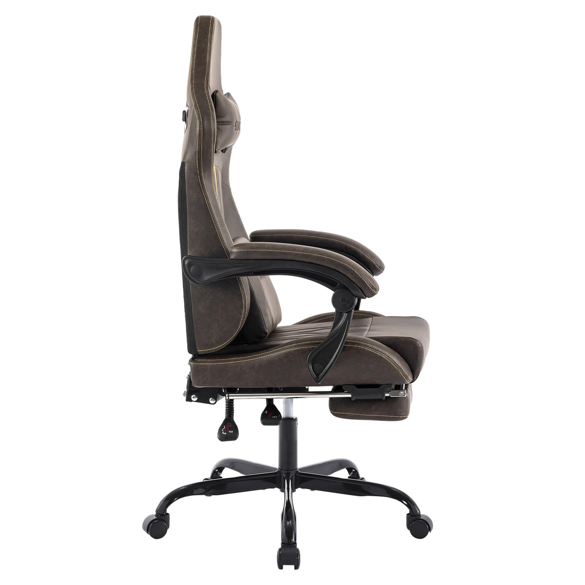 Brown Ergonomic Gaming Chair with Footrest and Massage Lumbar Cushion I64436