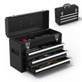 Black 3 Drawer Lockable Metal Tool Box O996