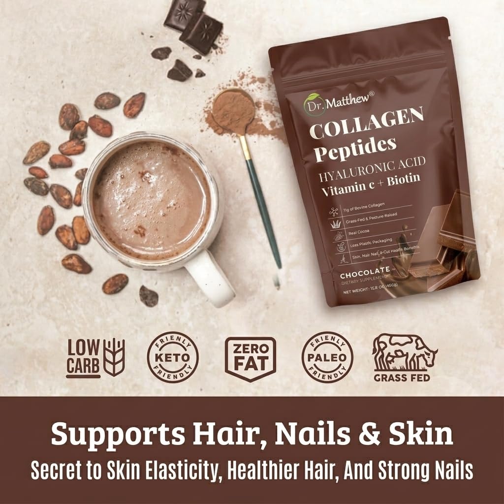 Chocolate Collagen Peptides Powder with Hyaluronic Acid and Vitamin C A56924