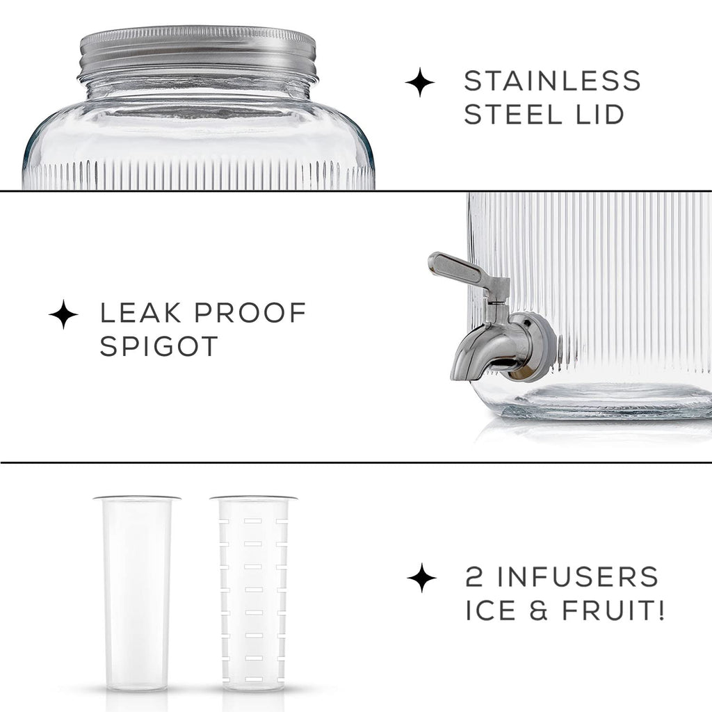 1 Gallon Glass Beverage Dispenser with Stainless Steel Spigot Z606057