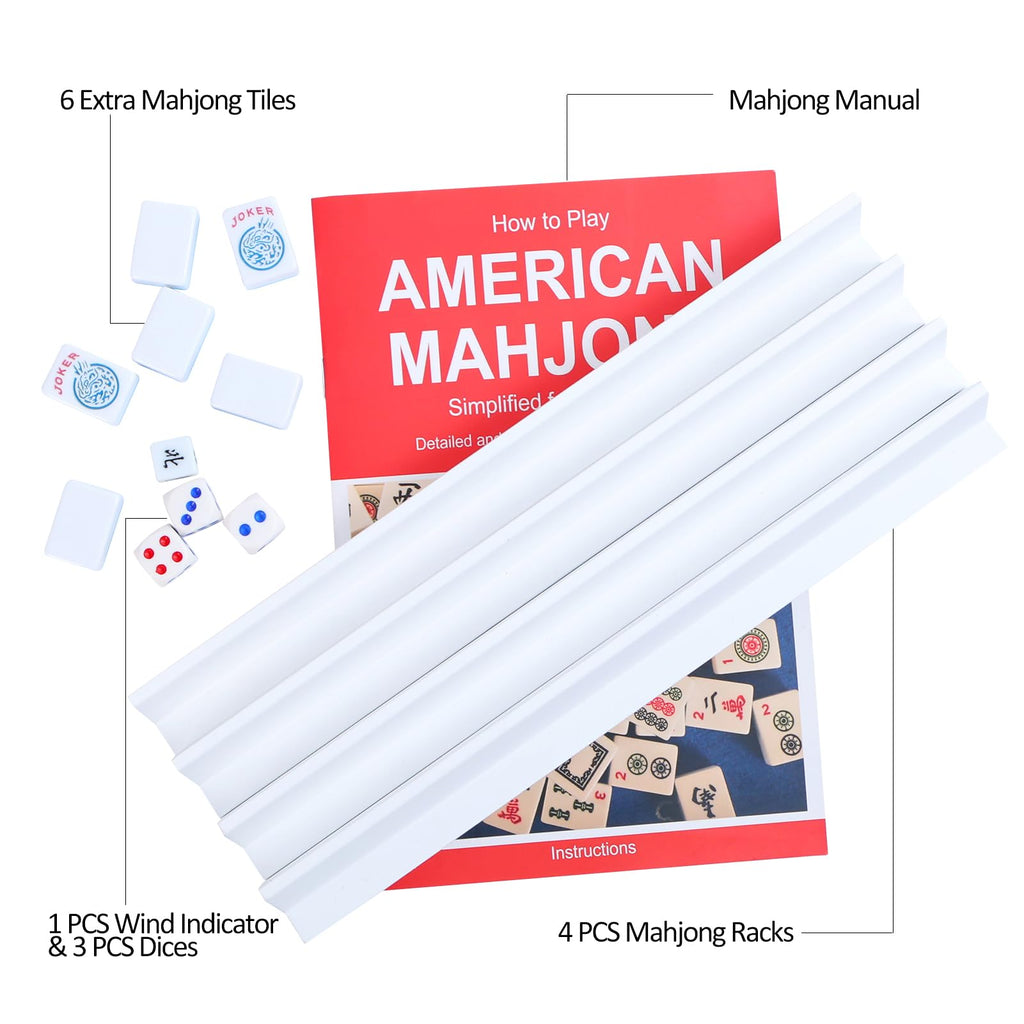 Mini Mahjong Set with 166 Blue Tiles, 4 Racks & Bag H711157