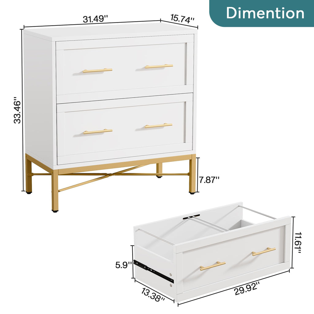 White 2 Drawer Wood File Cabinet D500703