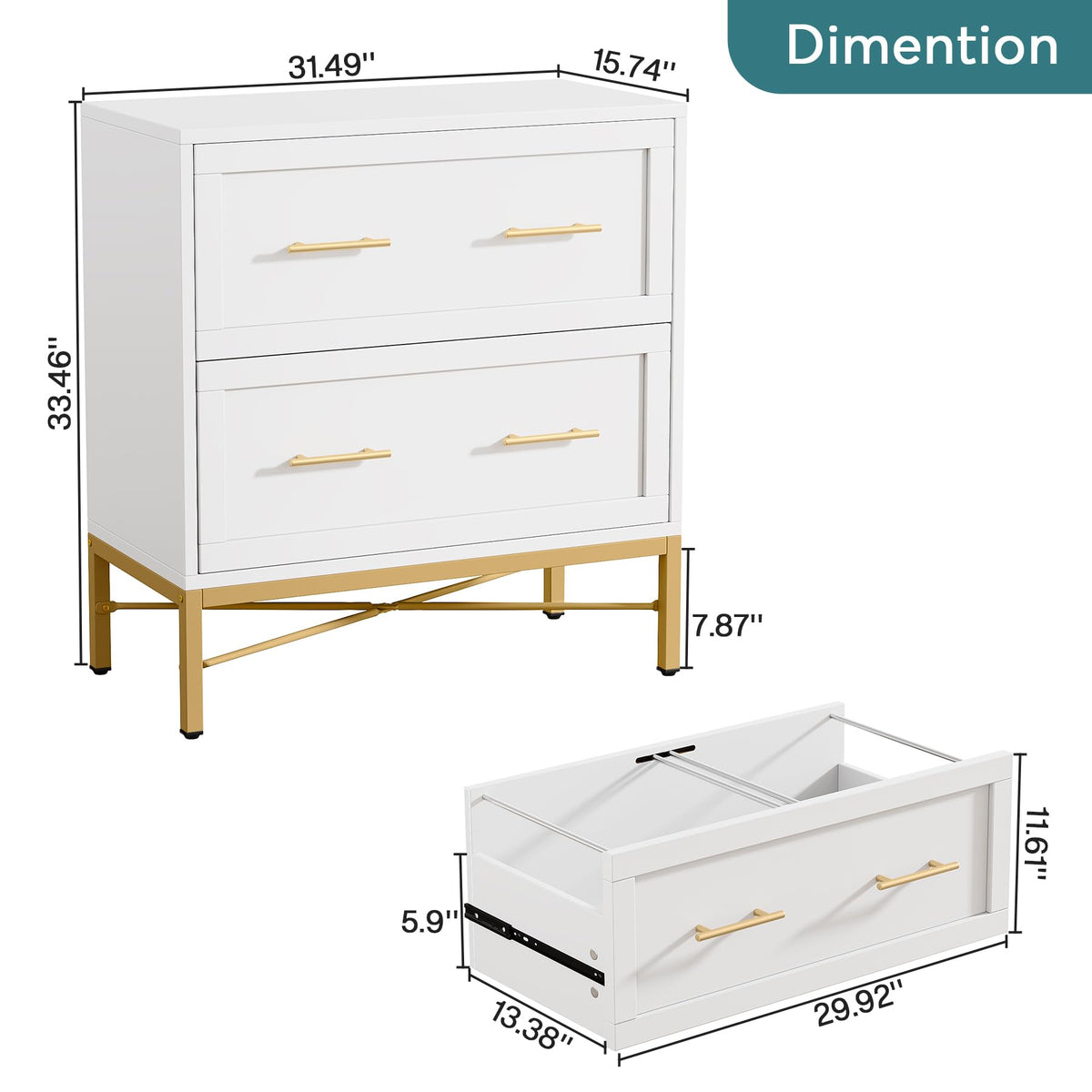 White 2 Drawer Wood File Cabinet D500703