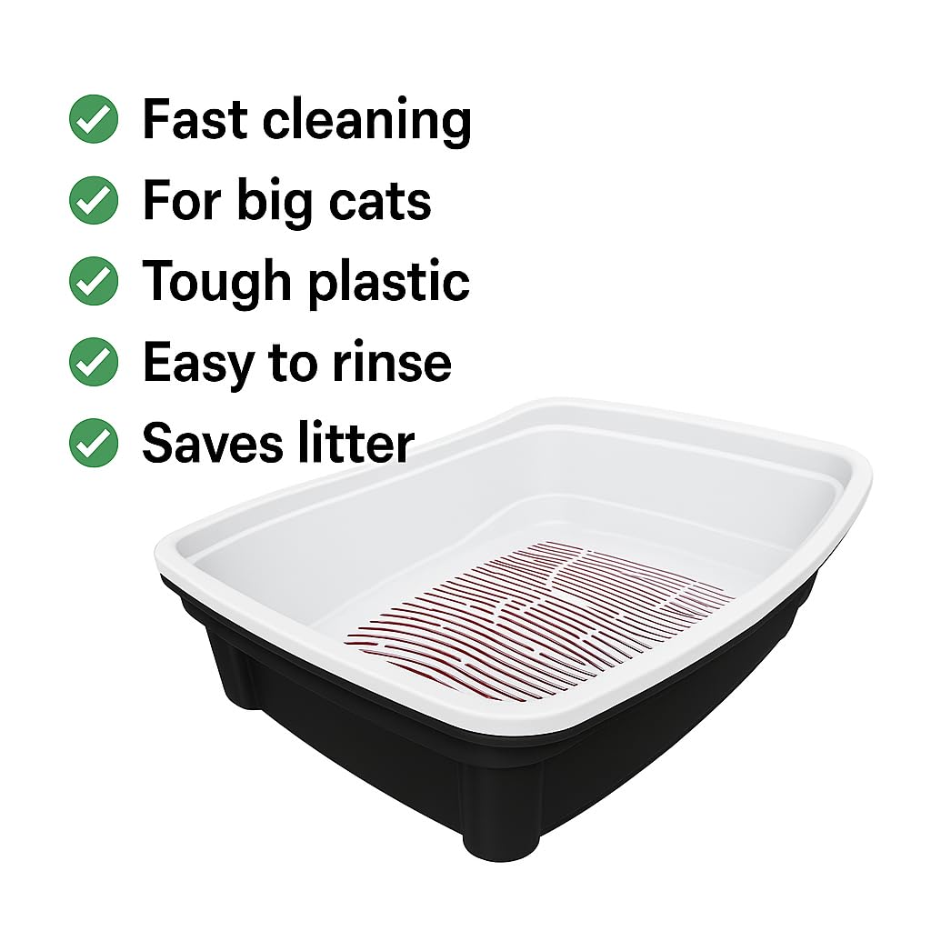 Large Black Cat Litter Box with Sifting System Z7691
