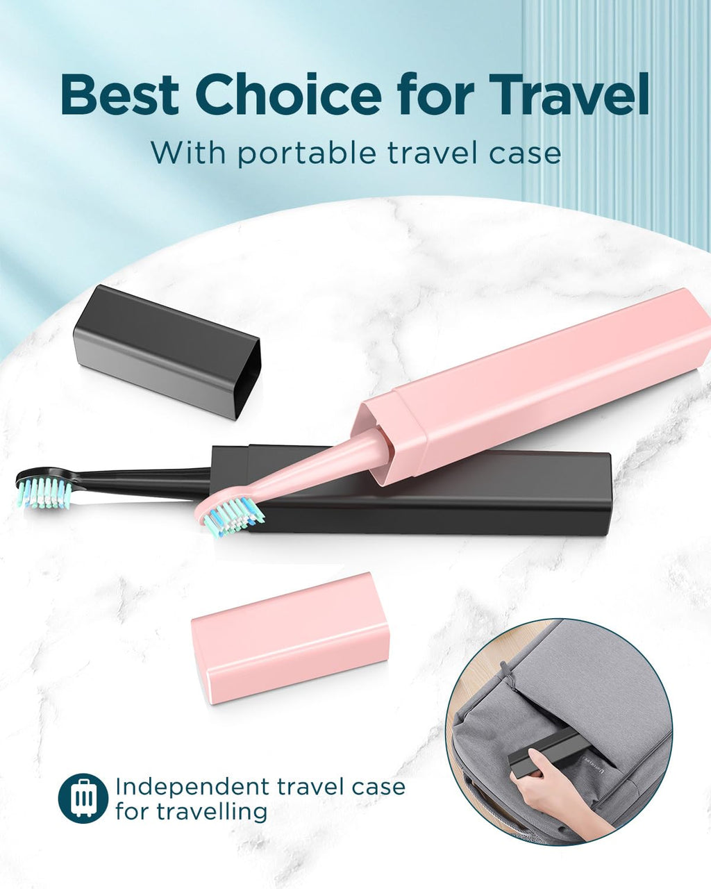 2 Pack Rechargeable Electric Toothbrush with 12 Brush Heads & 2 Travel Case A5125