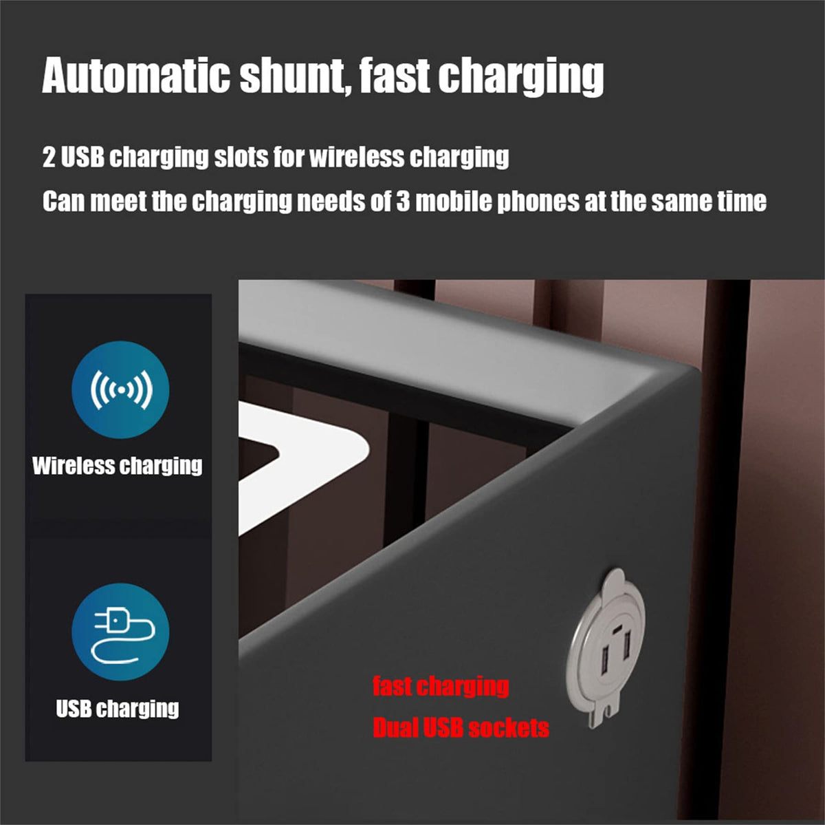 White Nightstand with Charging Station and Bluetooth Speaker B167872
