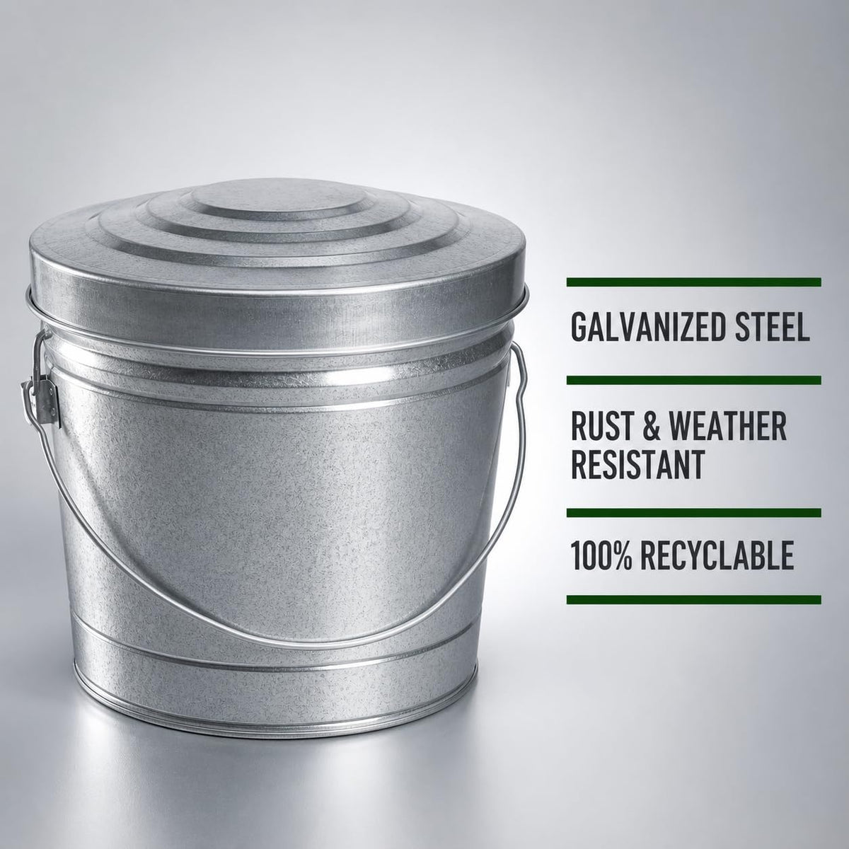 6 Gallon Galvanized Steel Can with Locking Lid P538058