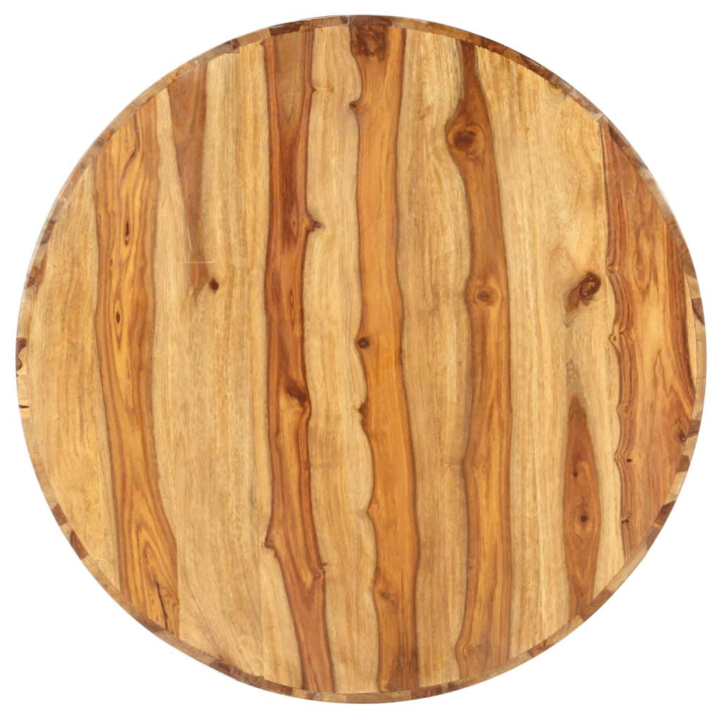 Solid Sheesham Wood Round Coffee Table with Built-in Shelf O8095