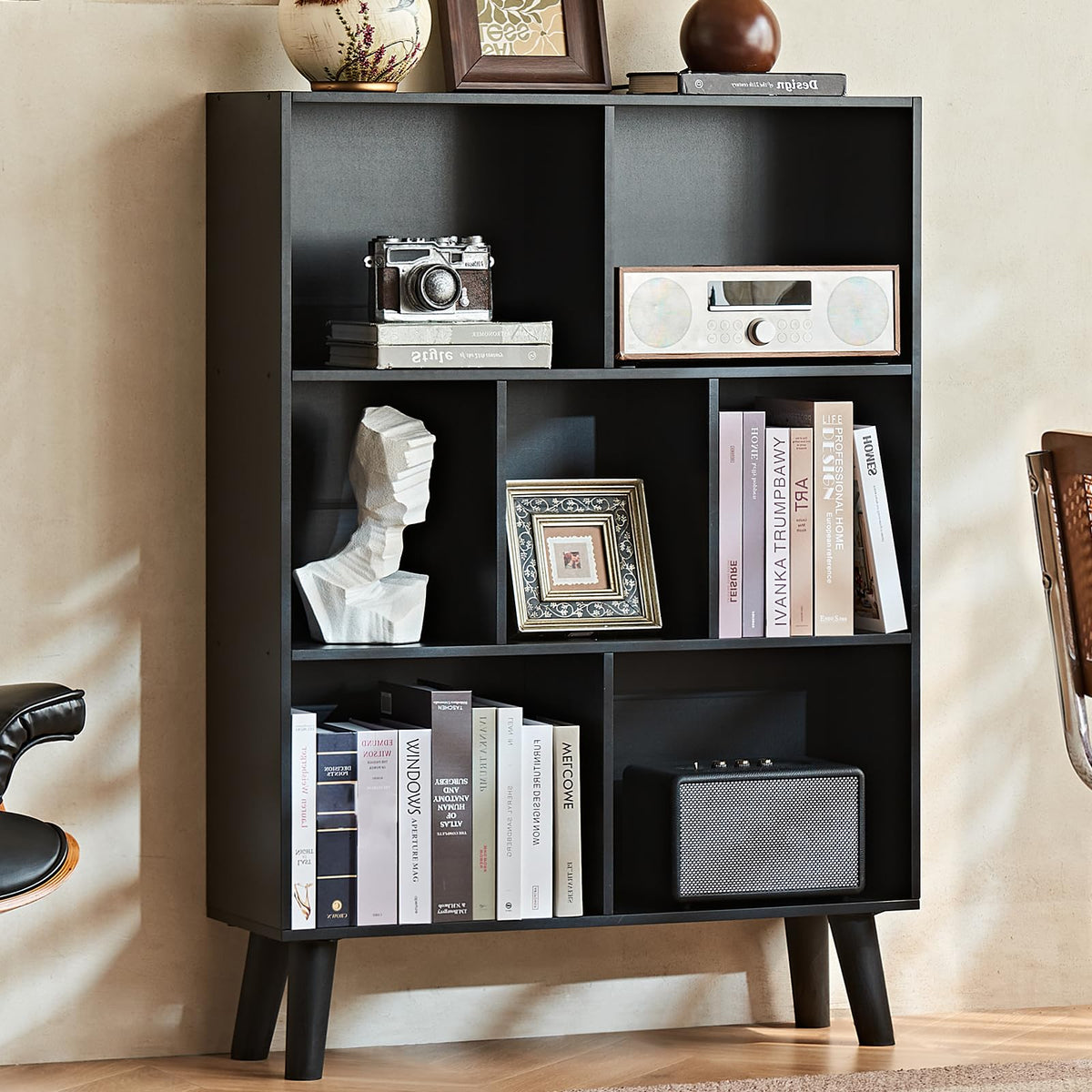 Black Cube Bookshelf with Legs A63826