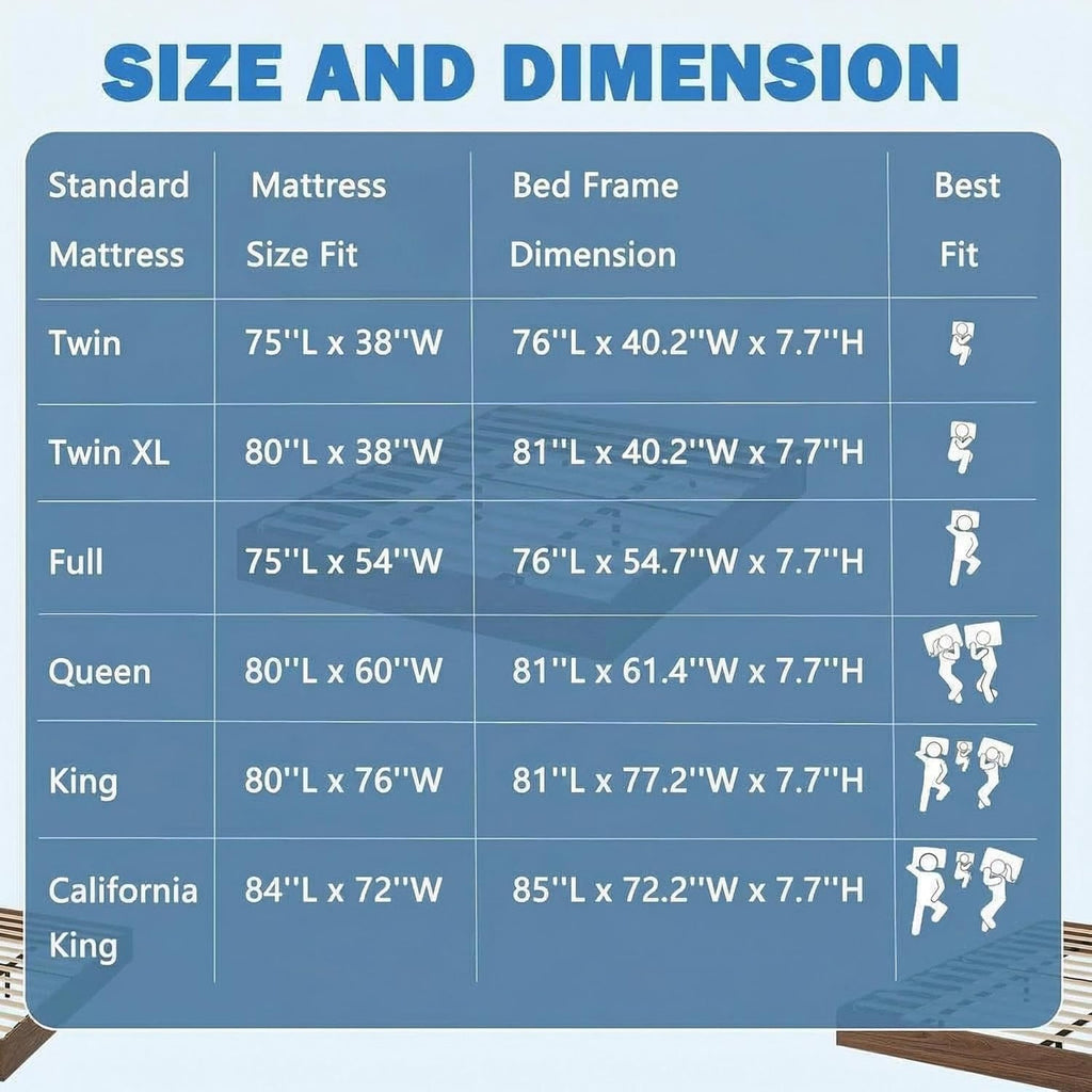 Wooden California King Size Platform Bed Frame U658