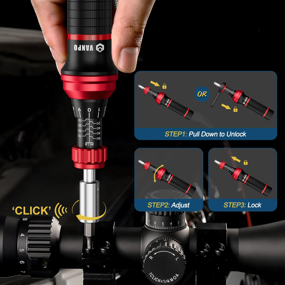Torque Screwdriver, 10–80 in-lb, 64 Pieces G555365