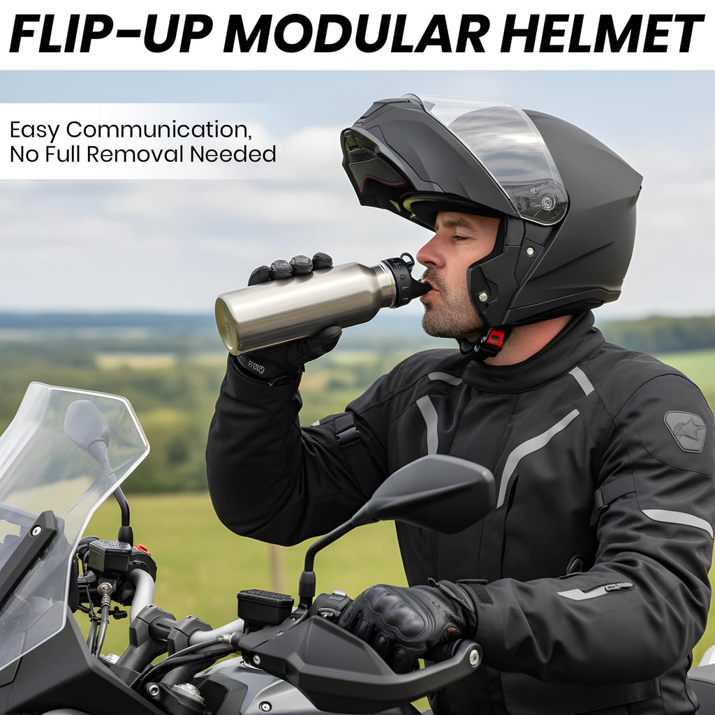 Modular Flip Up Motorcycle Helmet with Dual Visor B6627