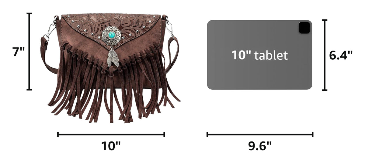 Small Turquoise Fringe Crossbody Handbag J36646
