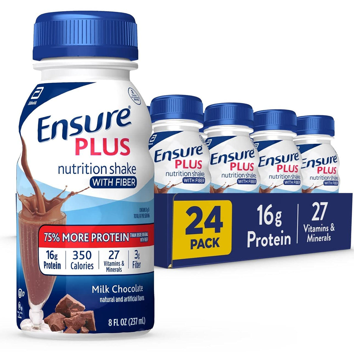 High Protein Nutritional Shake With Fiber, Meal Replacement, Milk Chocolate, 8 Fl Oz (Pack of 24) F16870