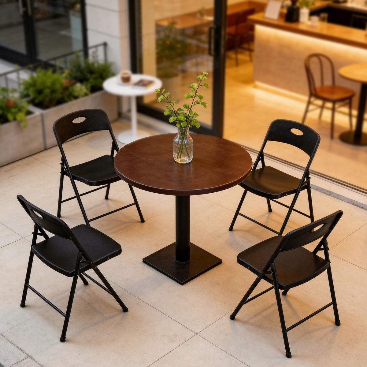 Black 6 Pack Plastic Metal Folding Chairs Q920