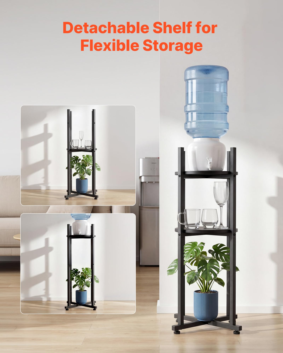 5 Gallon Heavy Duty Water Jug Stand with Storage Shelf T9826