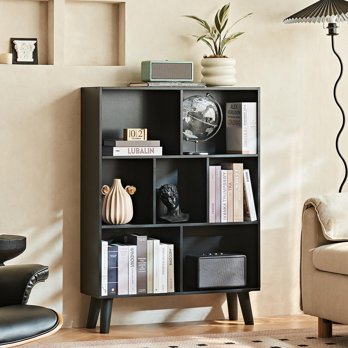 Black Cube Bookshelf with Legs A63826