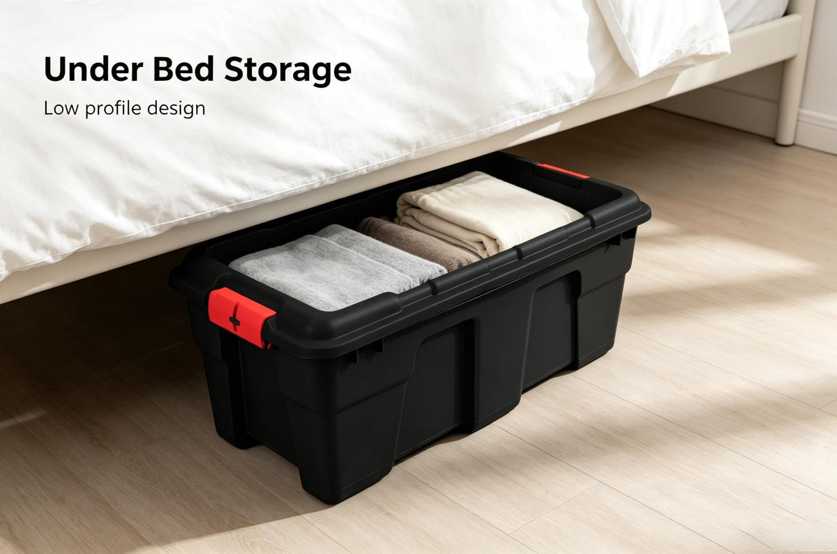 Black 17 Gallon Plastic Storage Footlocker Y5131
