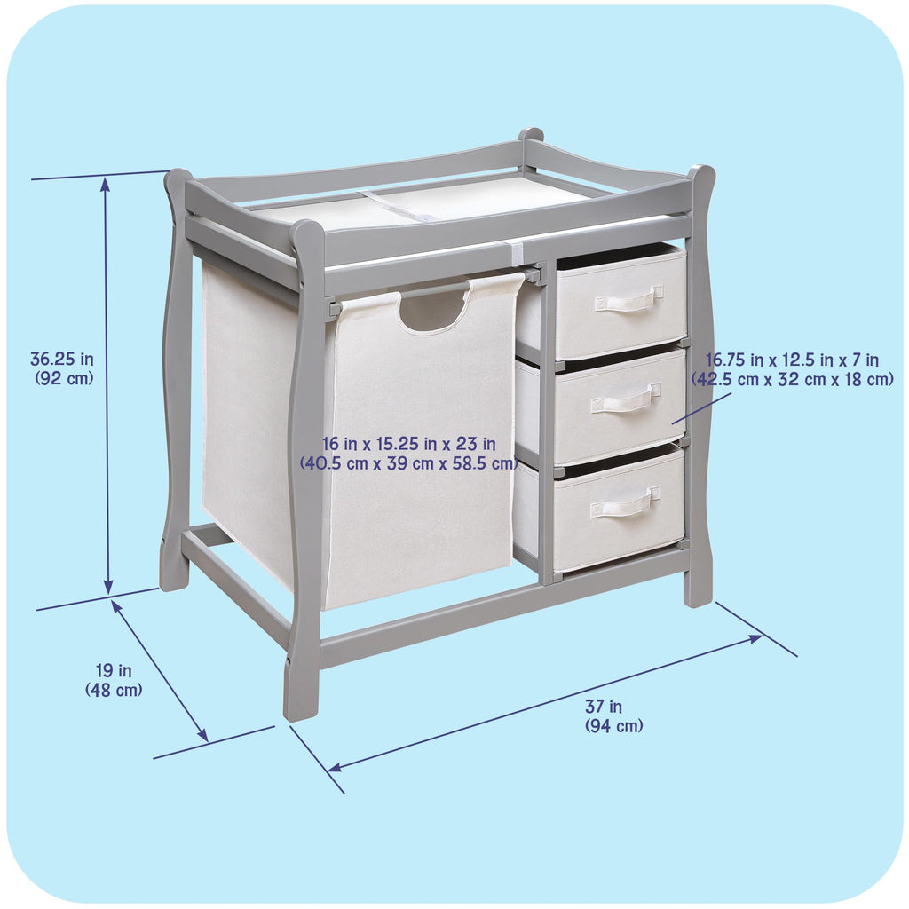 Gray Baby Changing Table with 3 Storage Baskets K867228