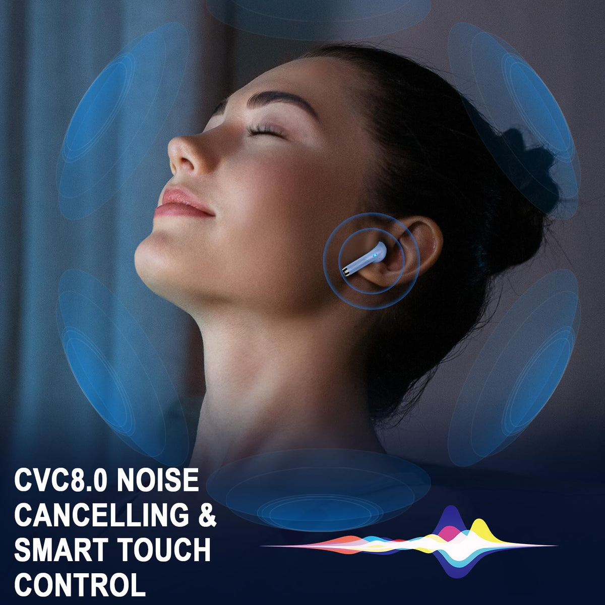 Black and Purple Wireless Earbuds D6345