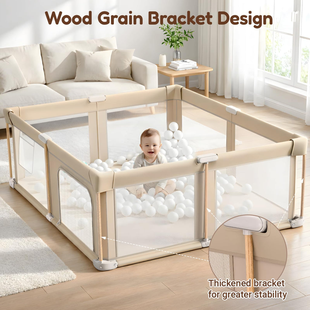 Foldable Baby Playpen with Mat, Mesh and Storage Bag R338